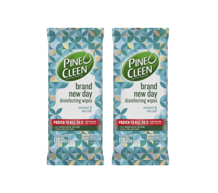 2 Pack Pine O Cleen Brand New Day Disinfectant Wipes Coconut & Sea Salt 120 Pack