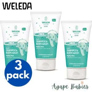 [3 Pack] Weleda Kids 2in1 Shampoo & Body Wash Mighty Mint, 150ml