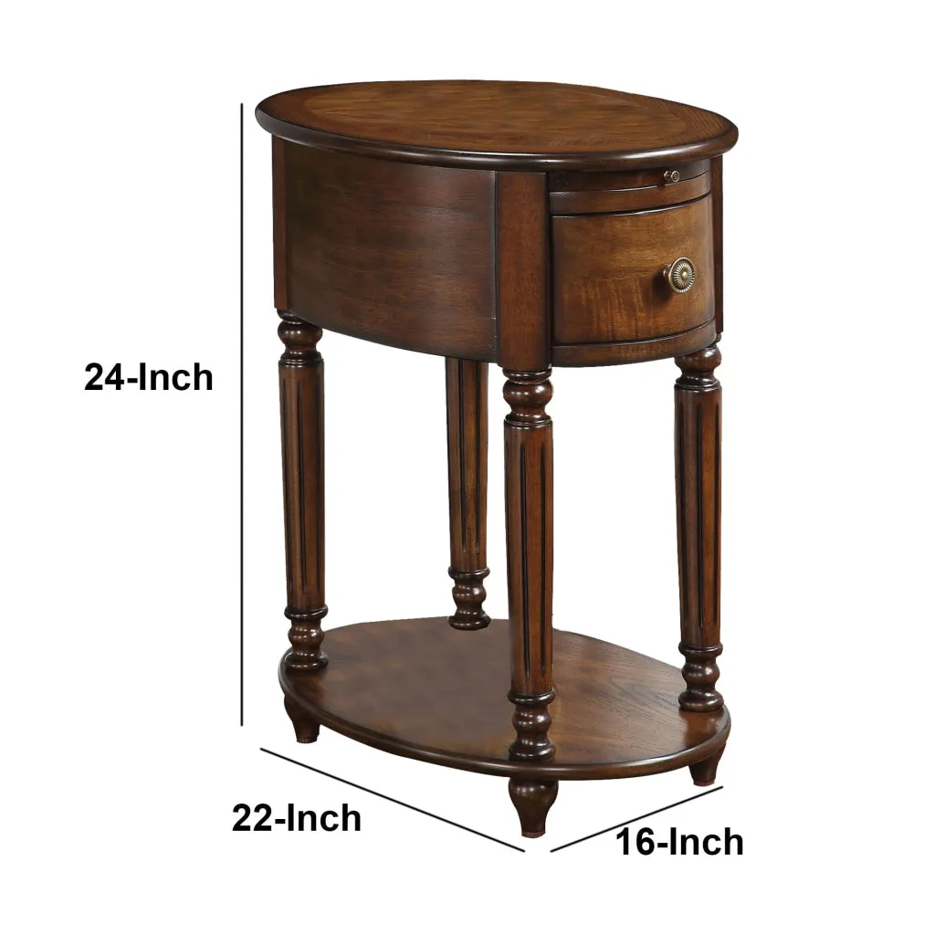 Alluring Side Table, Dark Oak Brown