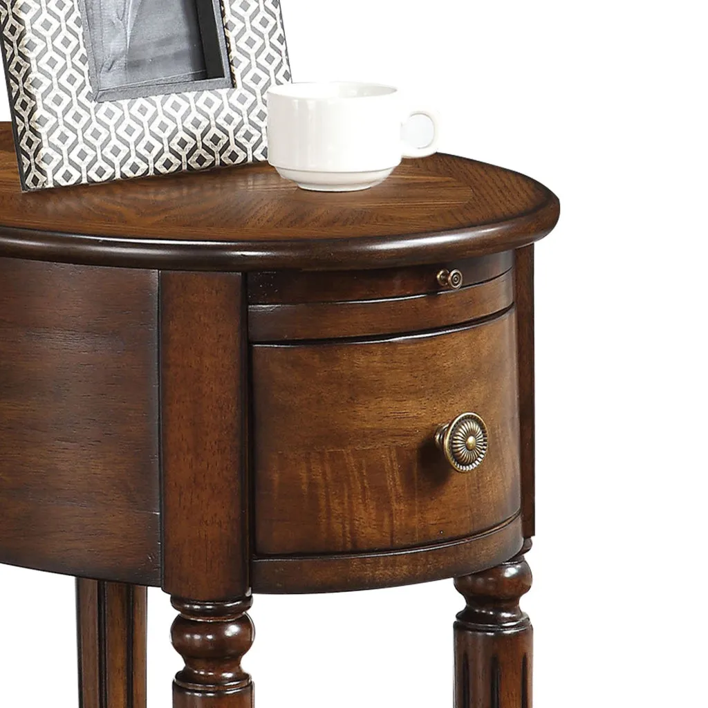 Alluring Side Table, Dark Oak Brown