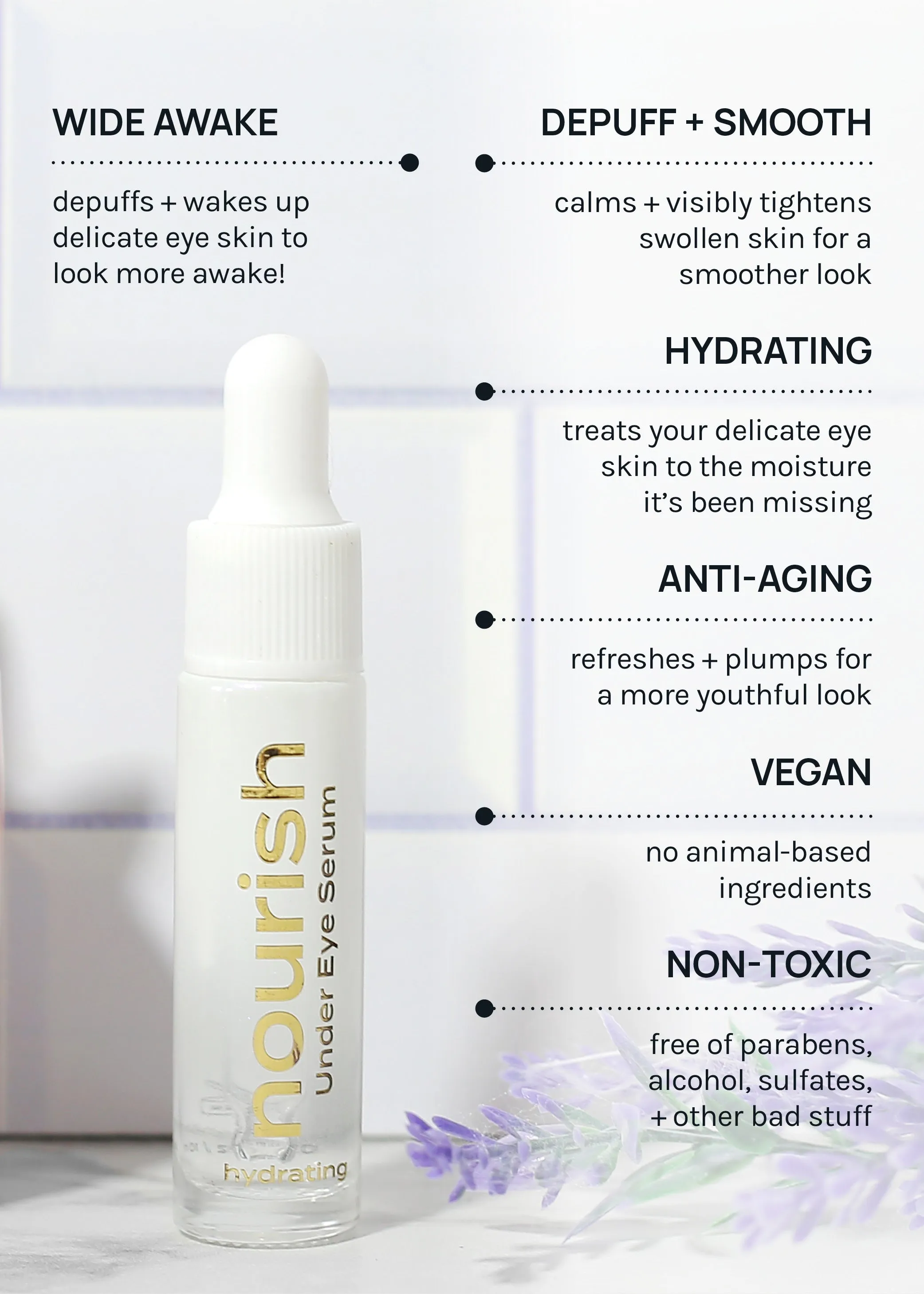 AOA Nourish Hydrating Under Eye Serum   Calming Roll-On Brow Solution