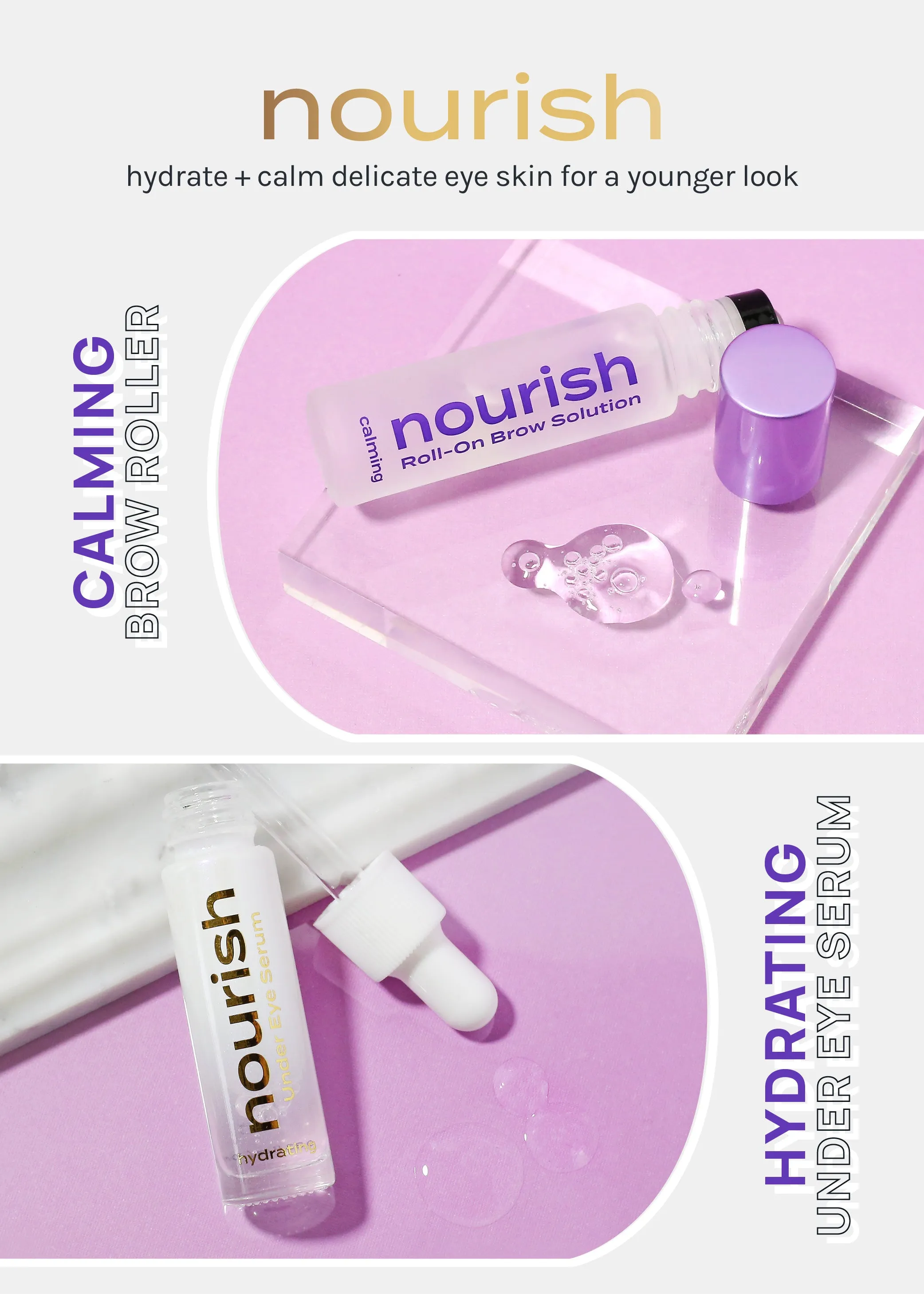 AOA Nourish Hydrating Under Eye Serum   Calming Roll-On Brow Solution