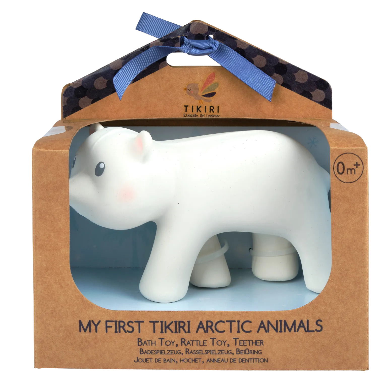 Arctic Polar Bear Organic Natural Rubber Teether, Rattle & Bath Toy