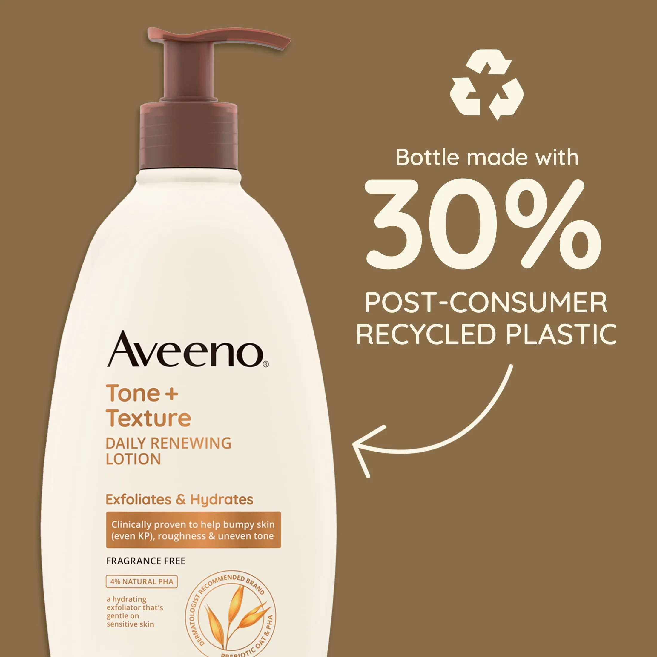 Aveeno Tone   Texture Renewing Hand and Body Lotion for Sensitive Skin, Fragrance Free, 18 oz