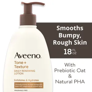 Aveeno Tone   Texture Renewing Hand and Body Lotion for Sensitive Skin, Fragrance Free, 18 oz