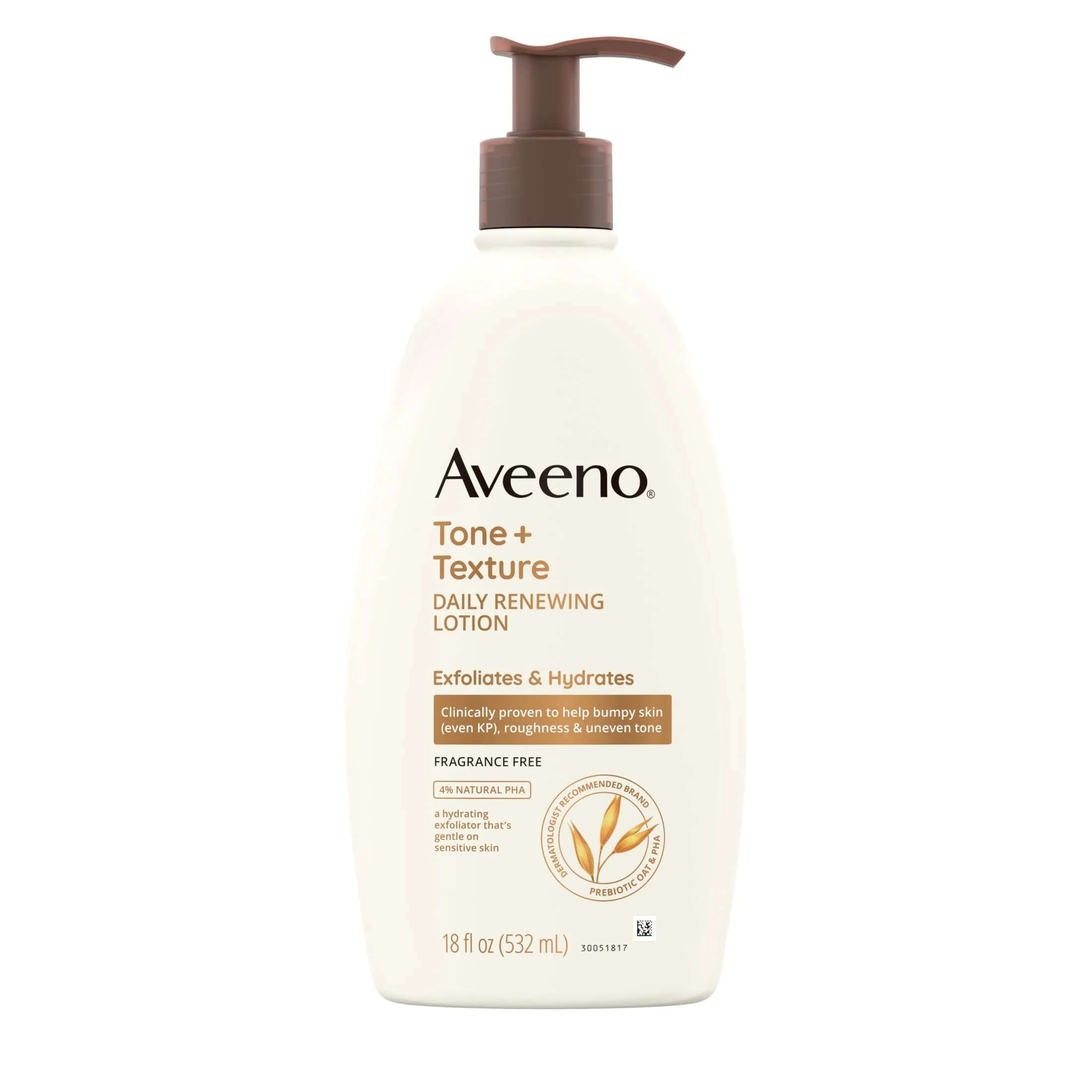 Aveeno Tone   Texture Renewing Hand and Body Lotion for Sensitive Skin, Fragrance Free, 18 oz