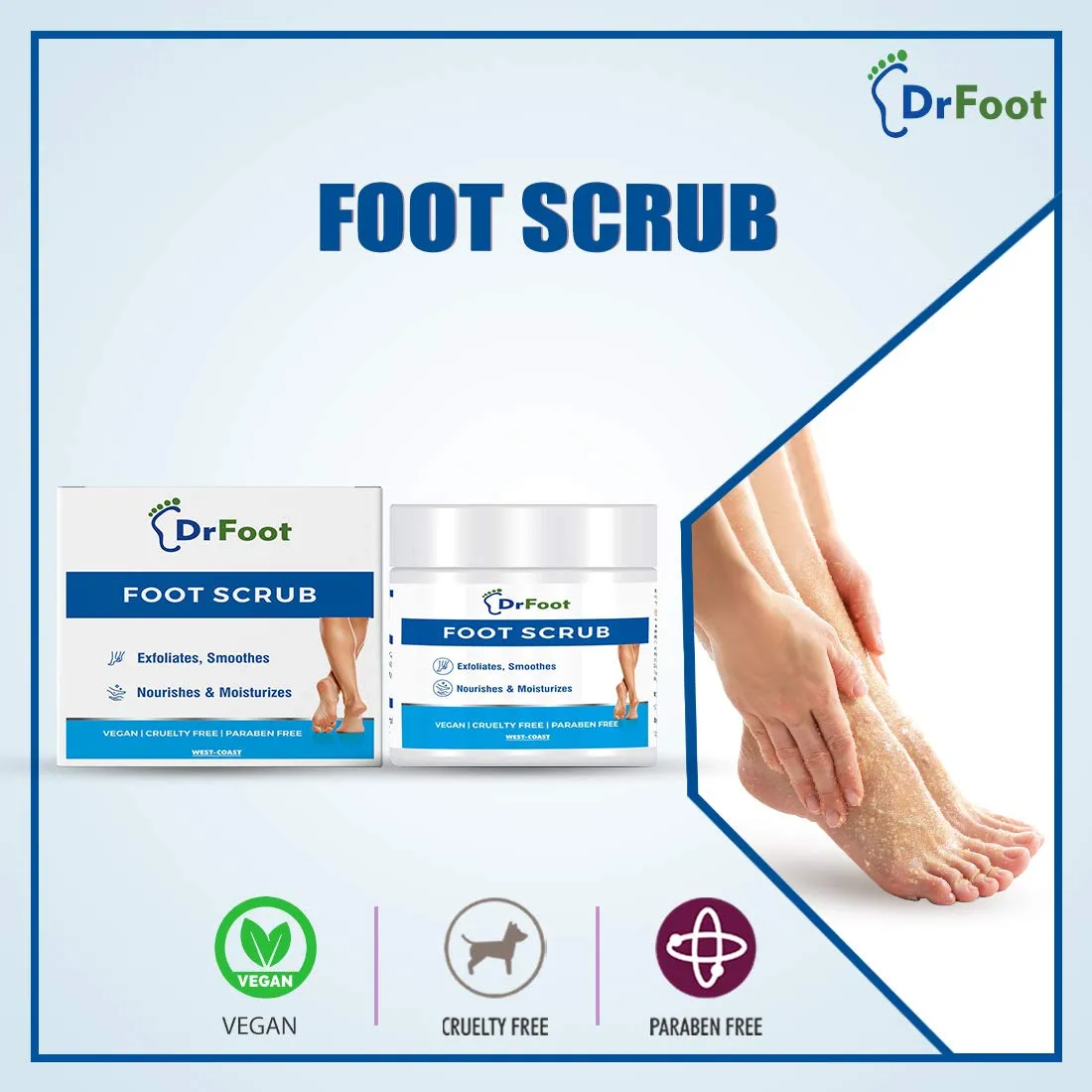 Dr Foot Foot Scrub with Tea Tree, Sweet Almond Oil | Exfoliator Dry Skin Remover, Softens for Thick Cracked Dry Heel Feet | Paraben Free - 100gm (Pack of 3)