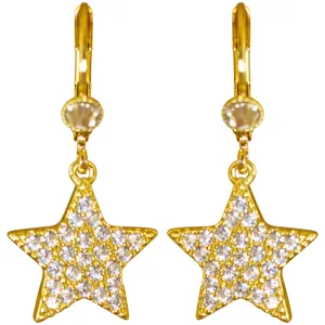 Fairy Diamond Star CZ Leverback Earrings (Goldtone)