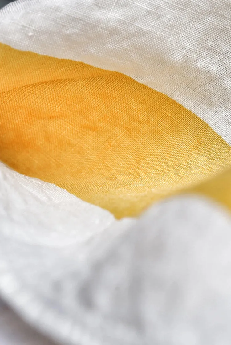 Happy Word Linen Tablecloth in Lemon Yellow