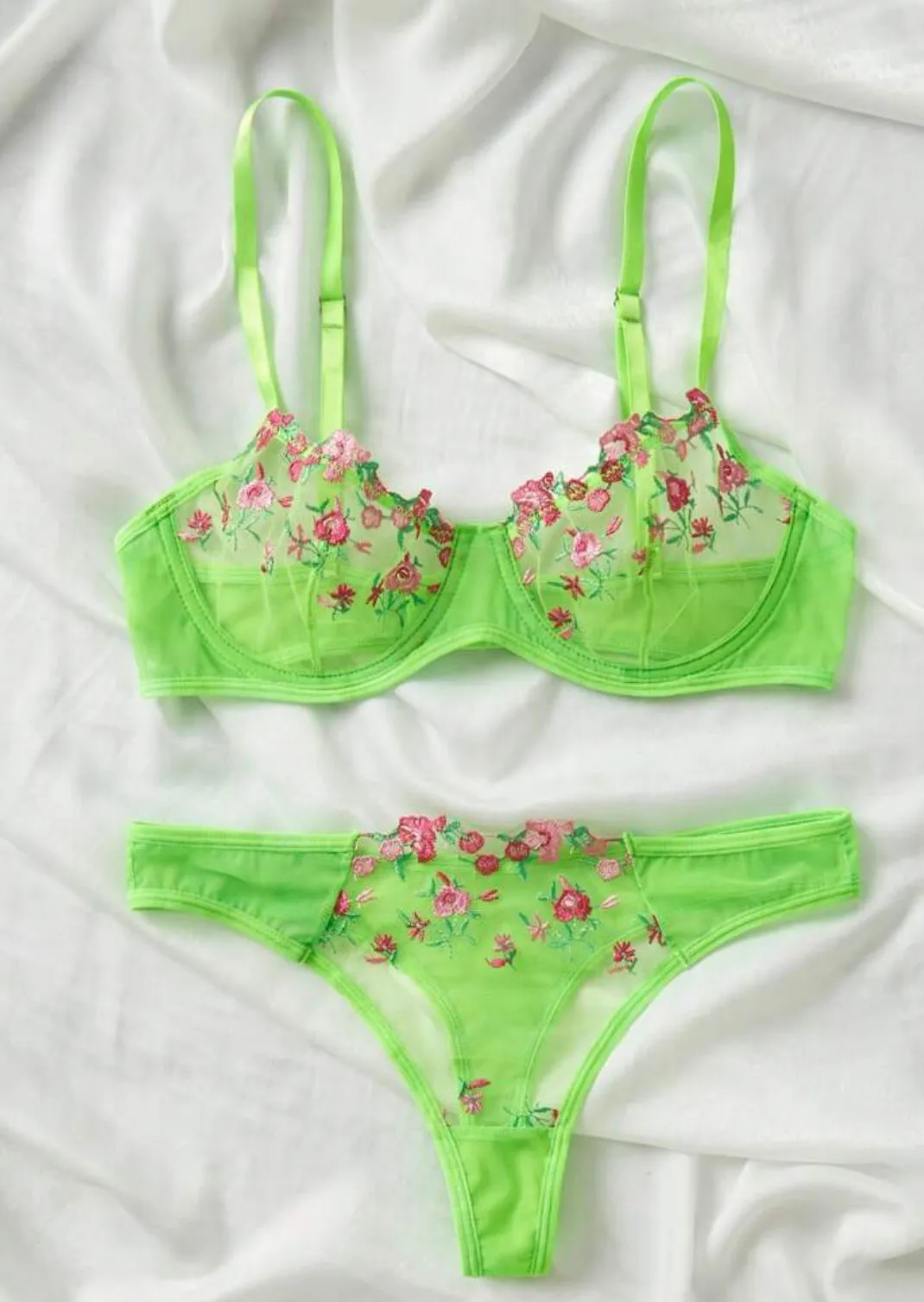 Lime Green Neon Lingerie Set