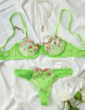 Lime Green Neon Lingerie Set