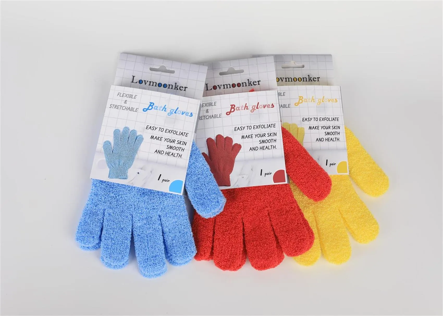 Lovmoonker 3 Pairs Exfoliating Gloves Exfoliator Shower Glove Body Scrubber Bath Gloves for Shower, Spa, Massage, Body Scrub