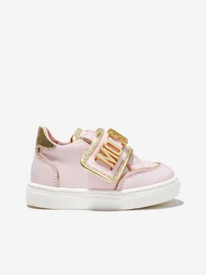 Moschino Girls Lettering Logo Trainers in Pink