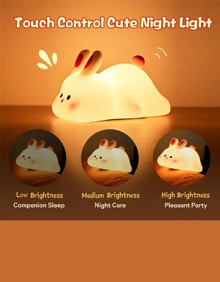 Silicone Rabbit Lamp: Adorable and Portable Lighting Solution.