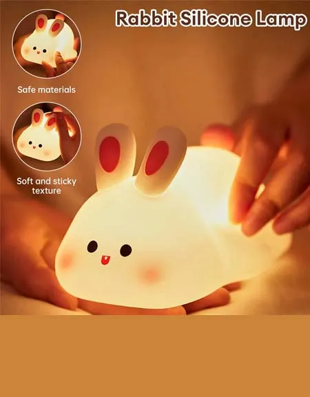 Silicone Rabbit Lamp: Adorable and Portable Lighting Solution.