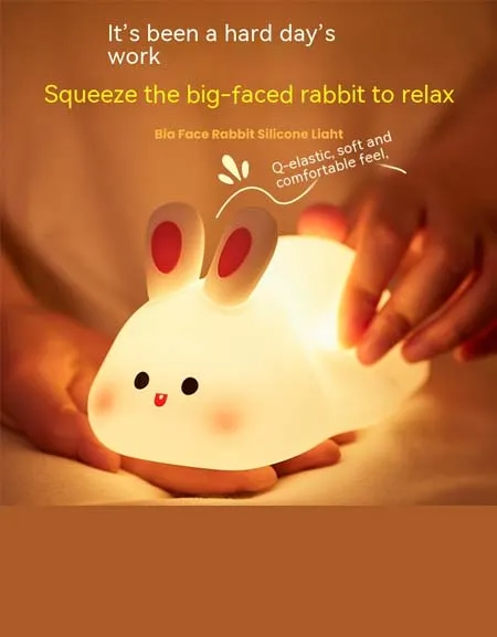 Silicone Rabbit Lamp: Adorable and Portable Lighting Solution.