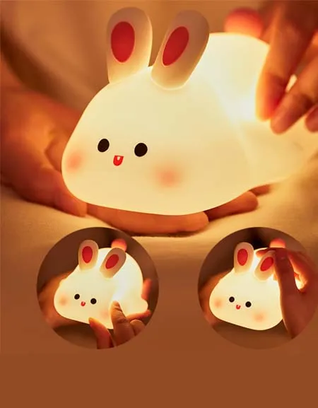 Silicone Rabbit Lamp: Adorable and Portable Lighting Solution.