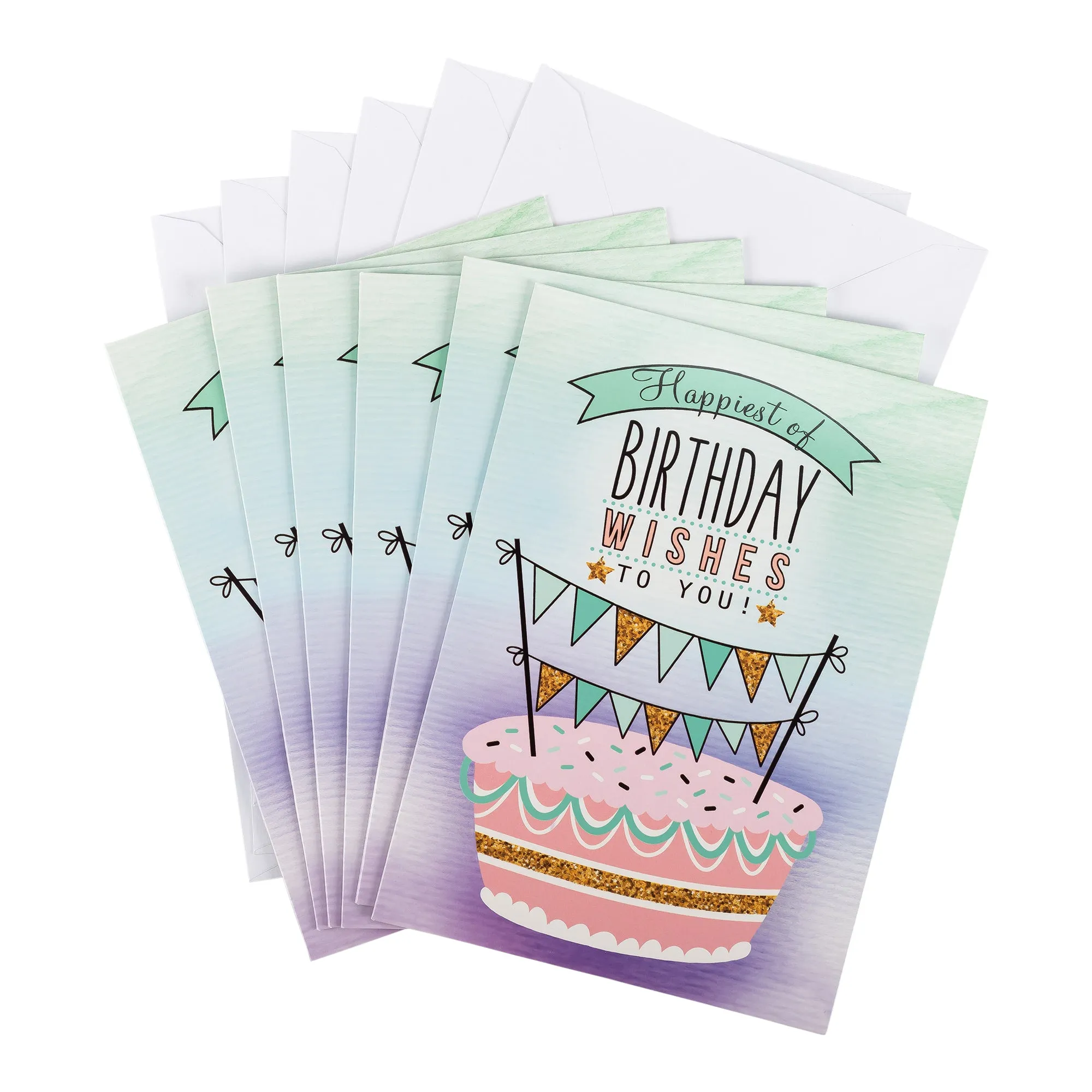 Single Cards: Birthday, Wishes, Happiest of Birthday Wishes to you (Set of 6)