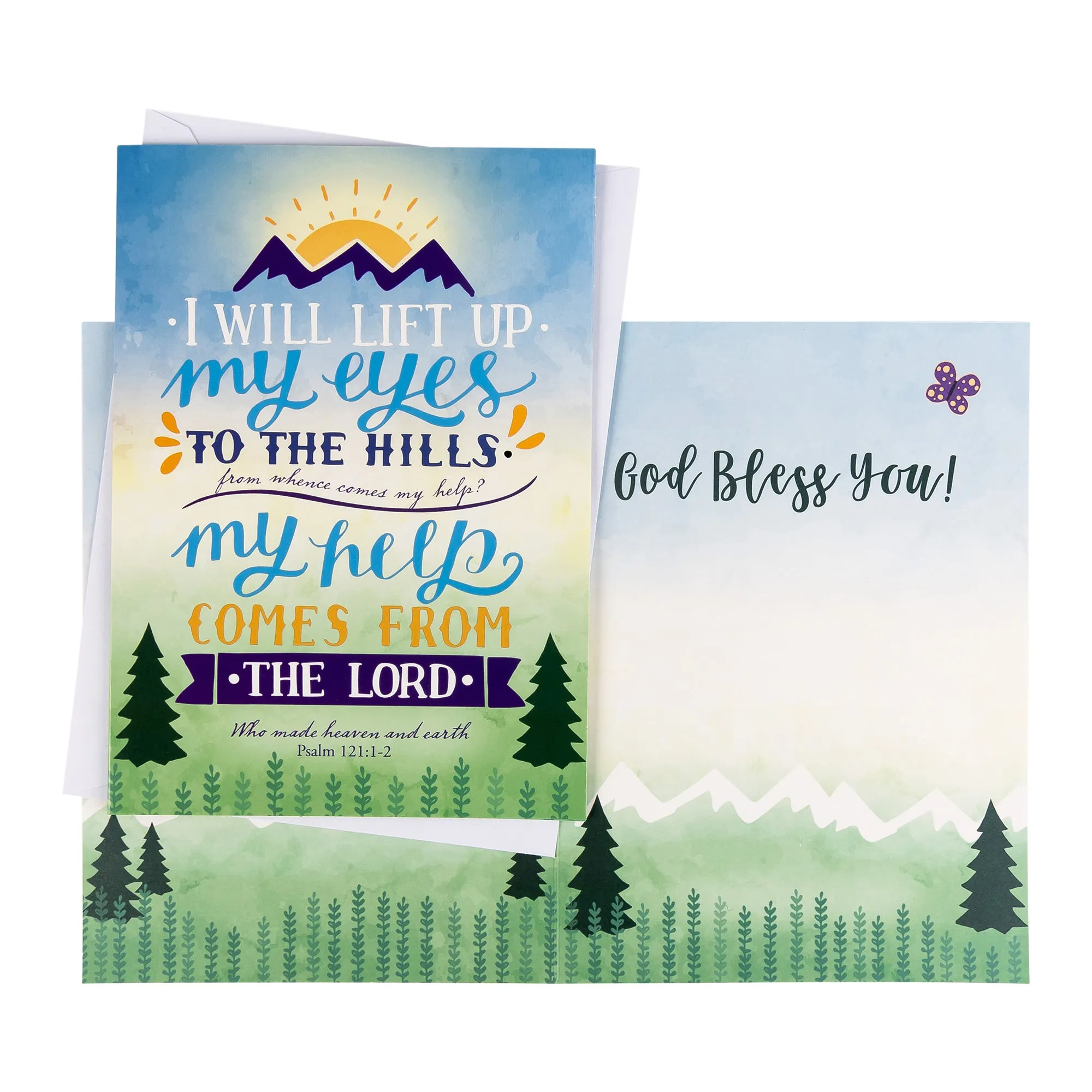 Single Cards: Inspiration, I Will Lift Up My Eyes To The Hills (Set of 6)