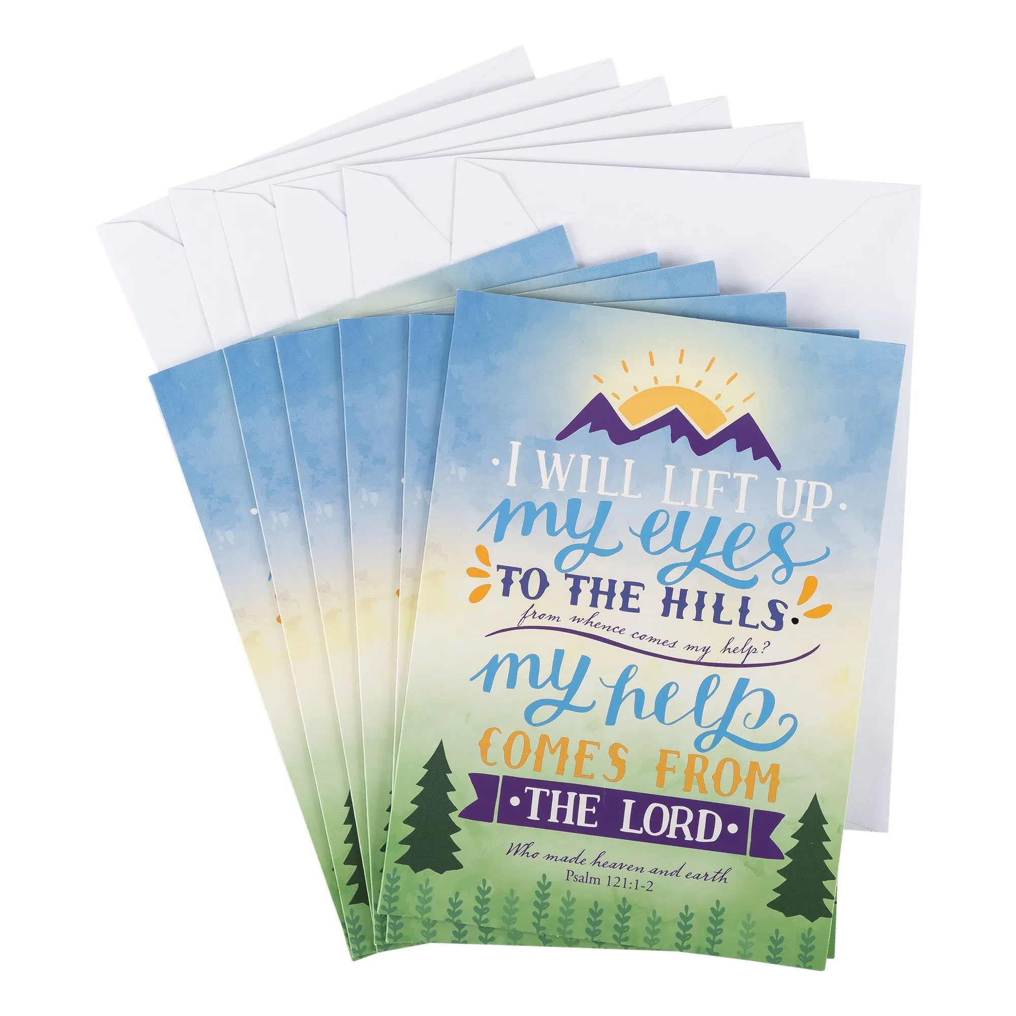 Single Cards: Inspiration, I Will Lift Up My Eyes To The Hills (Set of 6)