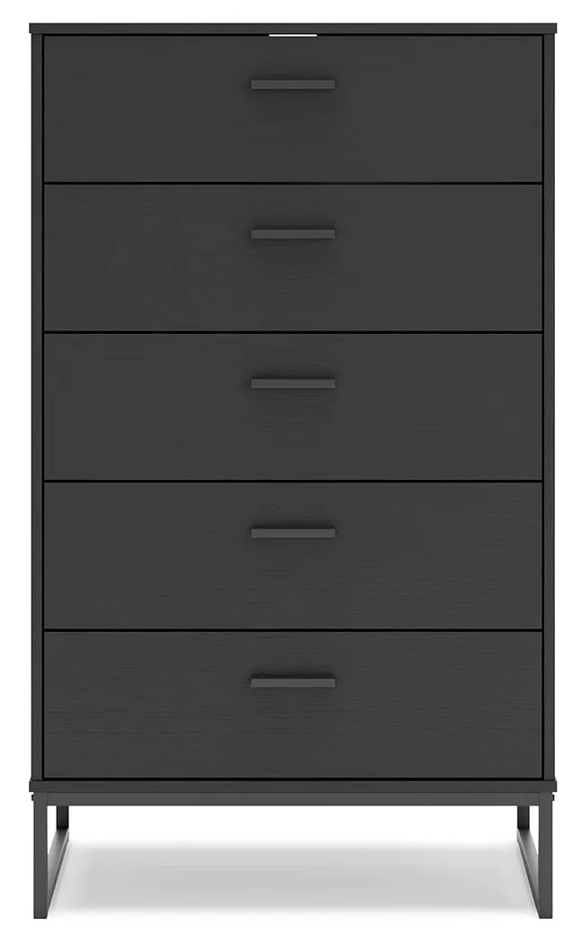 Socalle Full Panel Headboard with Dresser and Chest in Black