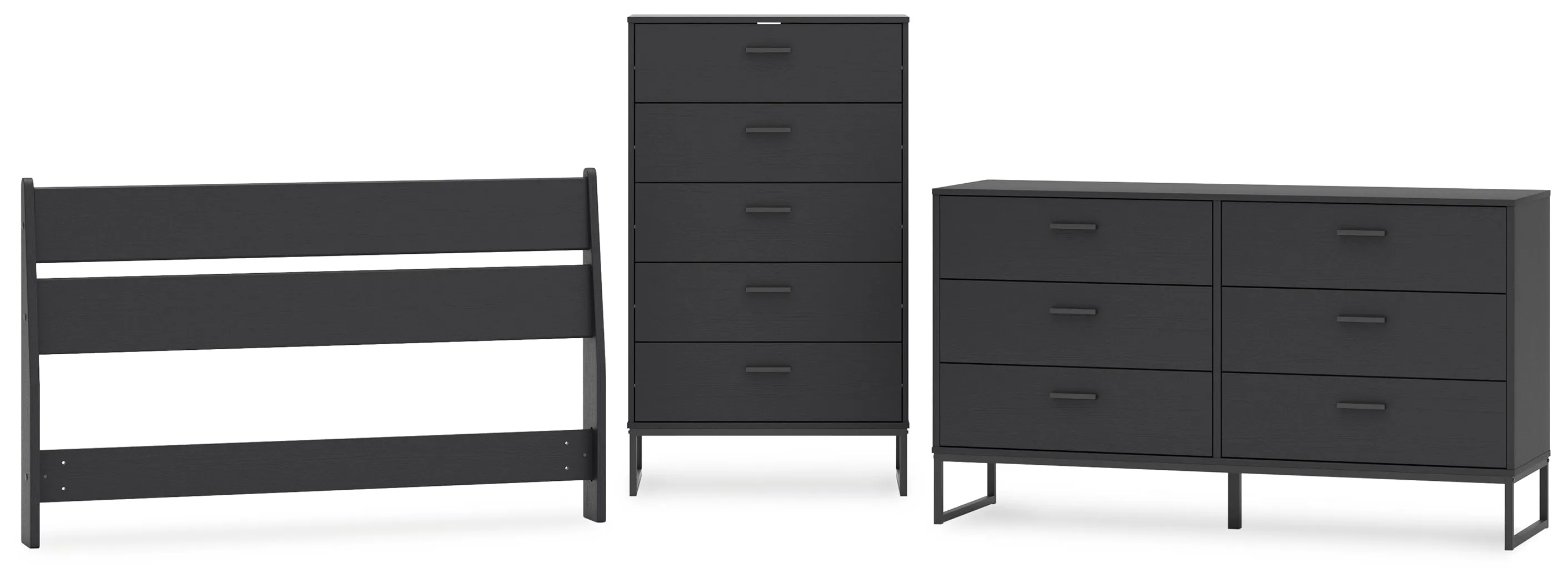 Socalle Full Panel Headboard with Dresser and Chest in Black