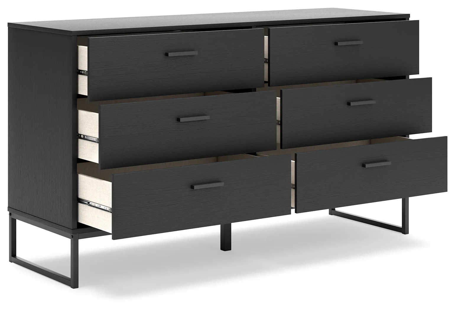 Socalle Full Panel Headboard with Dresser and Chest in Black