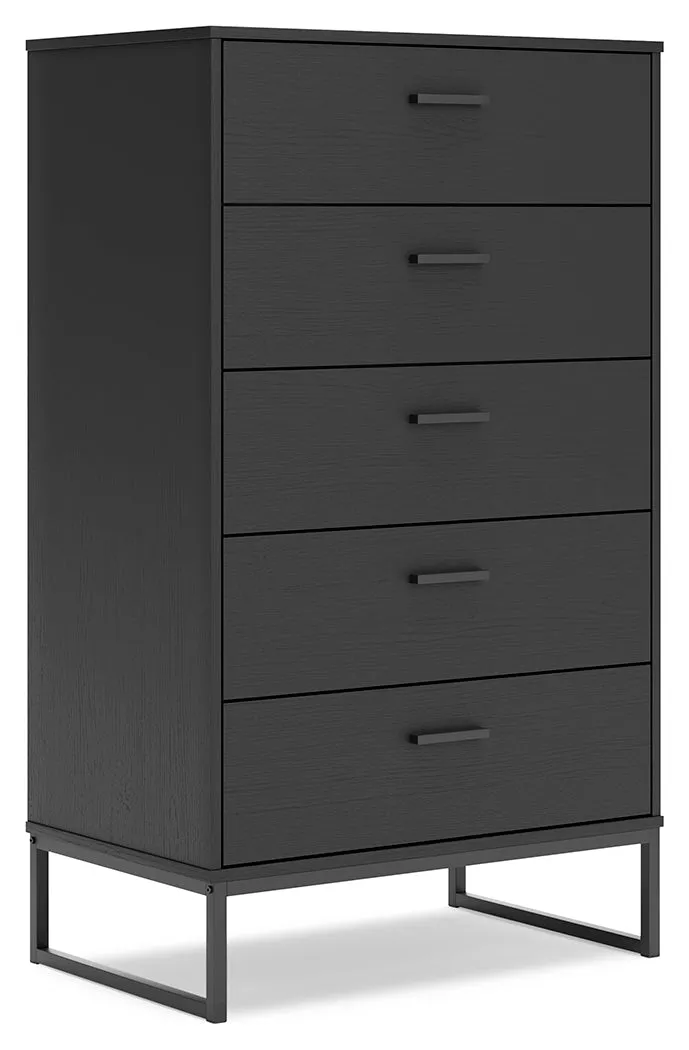 Socalle Full Panel Headboard with Dresser, Chest and Nightstand in Black