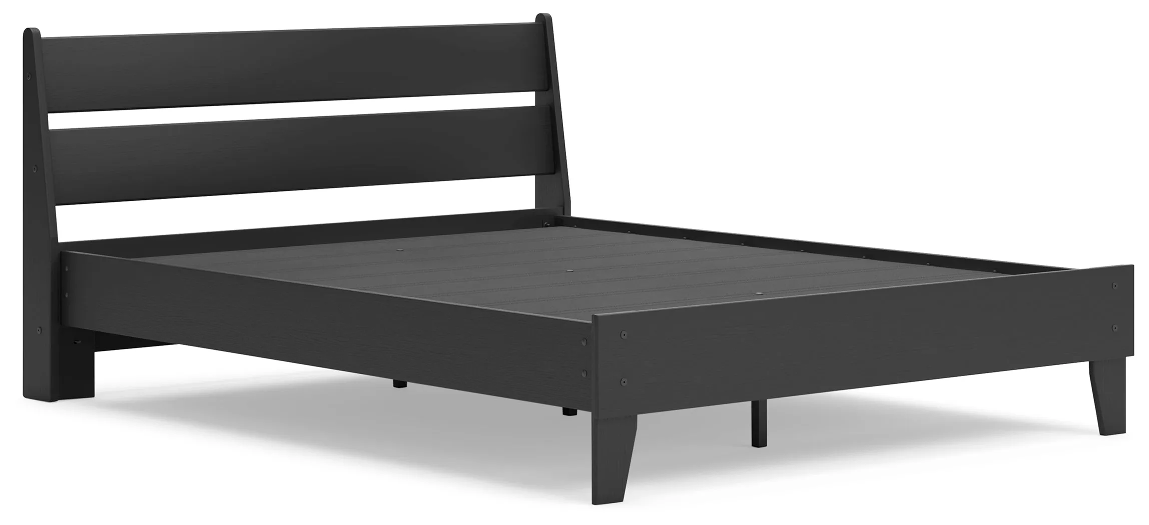 Socalle Queen Panel Platform Bed with 2 Nightstands in Black