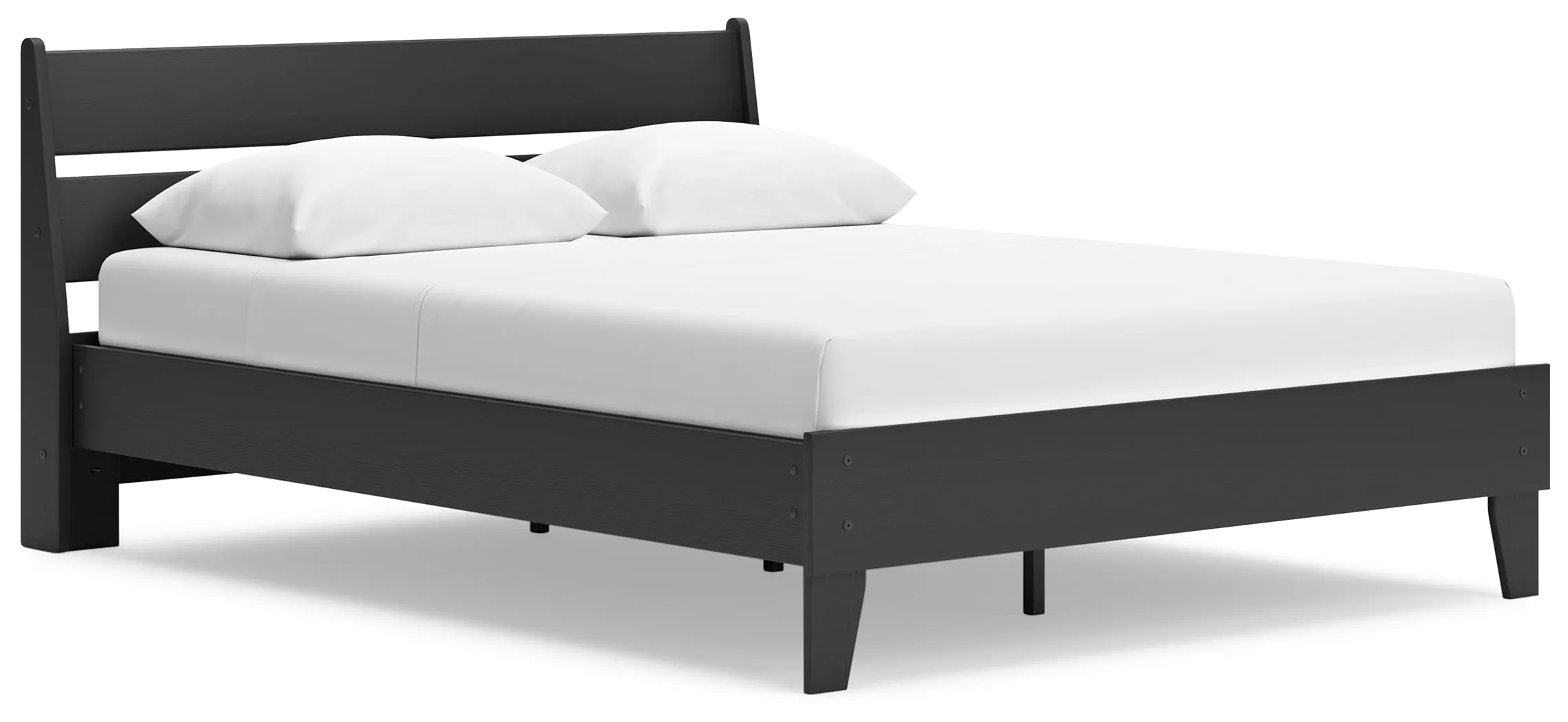 Socalle Queen Panel Platform Bed with 2 Nightstands in Black