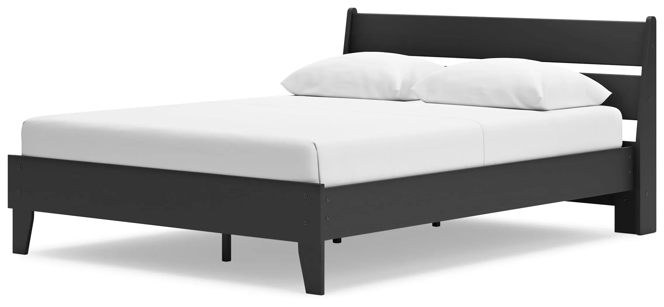 Socalle Queen Panel Platform Bed with 2 Nightstands in Black