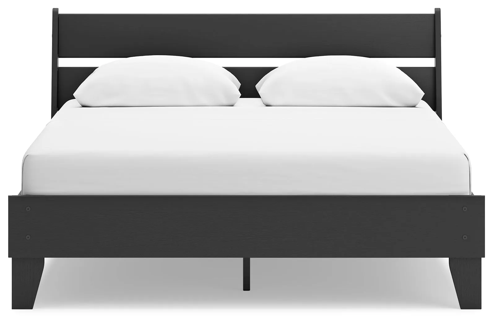 Socalle Queen Panel Platform Bed with 2 Nightstands in Black